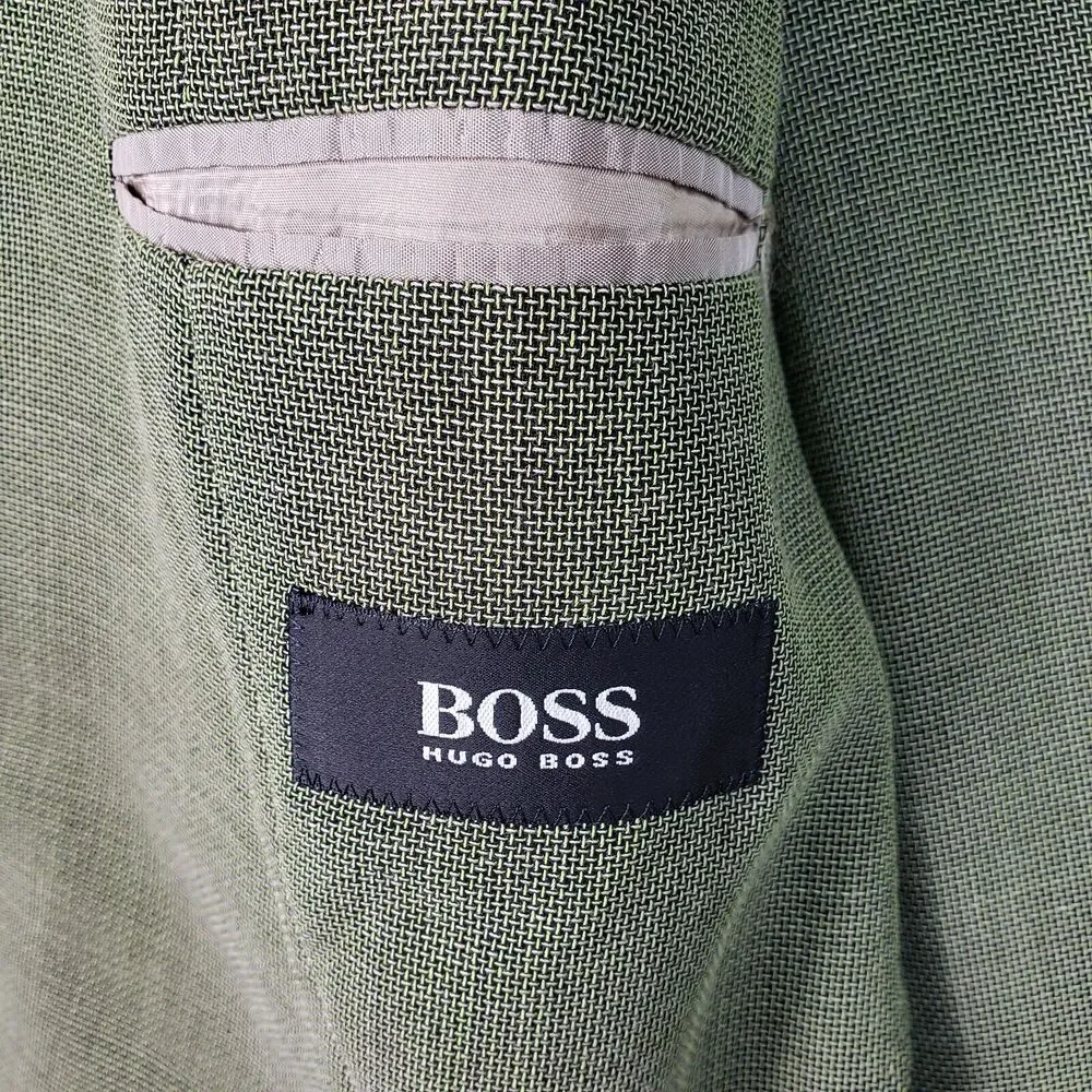 Harry Rosen Hugo Boss Men's Blazer 48R Wool Green Jacket Italy Luxe-on-Luxe - Picture 6 of 12